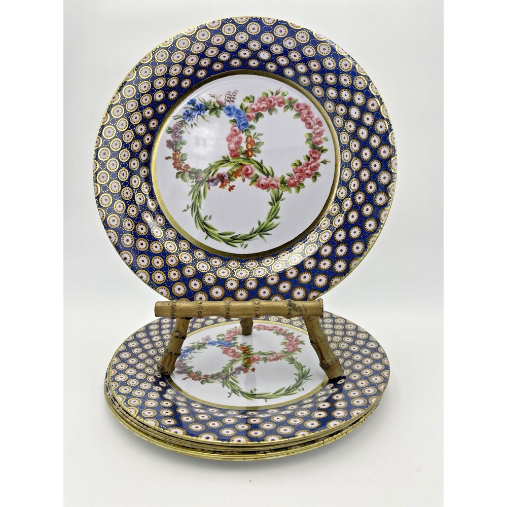 Set 8  Wallace Collection Repro Serves Tin‎ Plates 10" Three Wreaths